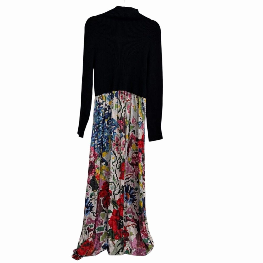 Kirstin Lamb Anthropologie Thea Twofer Sweater Maxi Dress XL Black Floral - Picture 4 of 10
